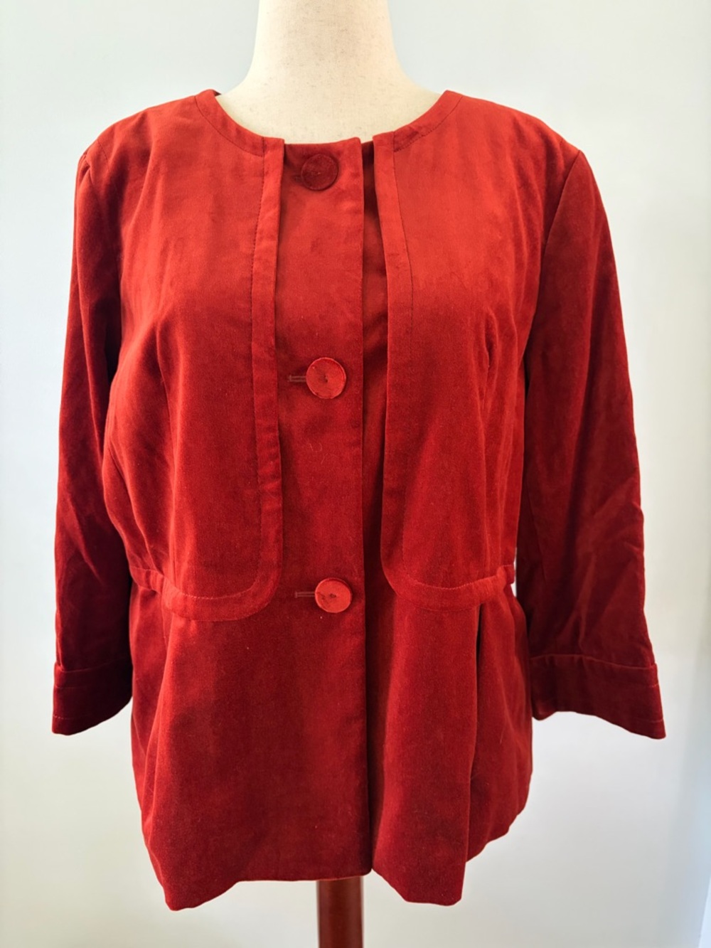 Talbots Burnt Orange Rust Velvet 3\4 Length Sleeve Tailored Blazer